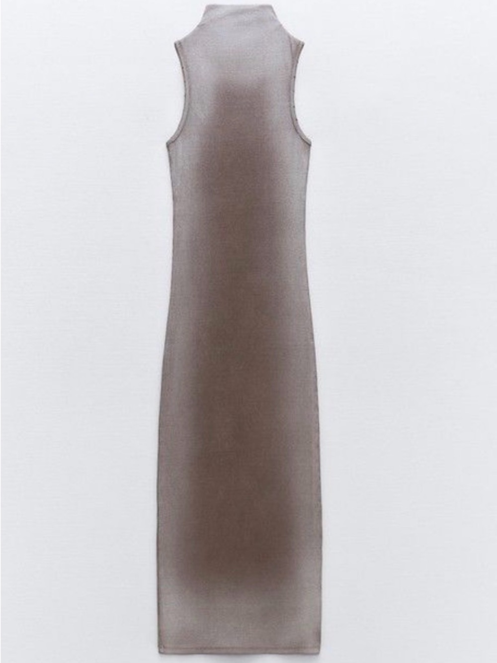 Zara Sleeveless Mock Neck Maxi Dress in Taupe Brown